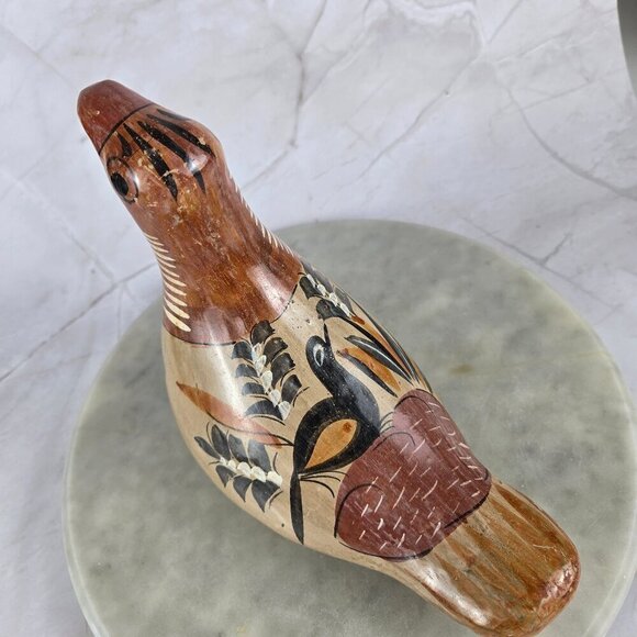 Vintage Mexican Tonala Bird Pottery Hand Painted Bird on Back - Picture 8 of 12
